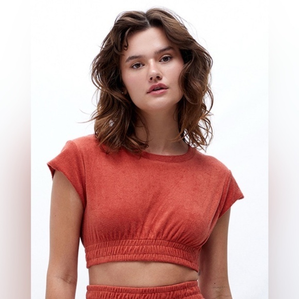 Charlie Holiday Rust Soliel Spice Cropped Elasticized Top NWT 10 #1971